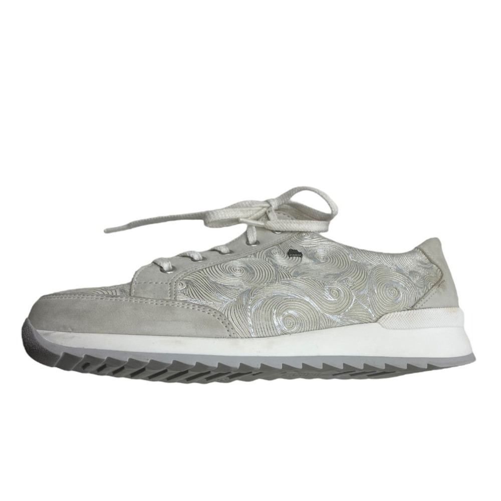 Finn Comfort Womens 6.5 Silver Swirl Leather Lace‎ Up Walking Sneakers Germany - Picture 10 of 15